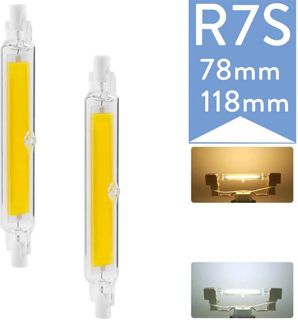 Aoyuansea R7s LED COB Röhrenlampe dimmbar, Flutlicht Ersatz für Halogenlampen, Länge: 118 mm - Bild 1