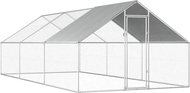vidaXL Outdoor-Hühnerkäfig aus verzinktem Stahl in Silber und Grau, L x B x H: 6 x 2,75 x 1,92 m - Bild 1