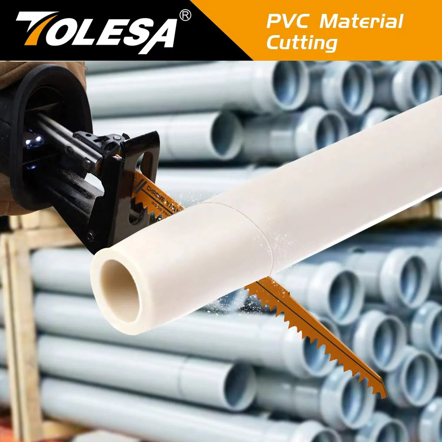 TOLESA Säbelsägeblätter 5er Set für Holz und PVC-Rohre, 300 mm Länge, 5 TPI, CRV Stahl mit Bodenzähnen - Bild 4