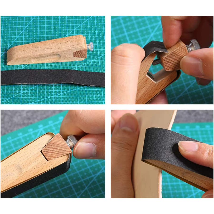 QJH Holz-Polierblock mit Schleifpapier, multifunktionales Werkzeug zur Kantenversiegelung und Polierung für das Lederhandwerk - Bild 4