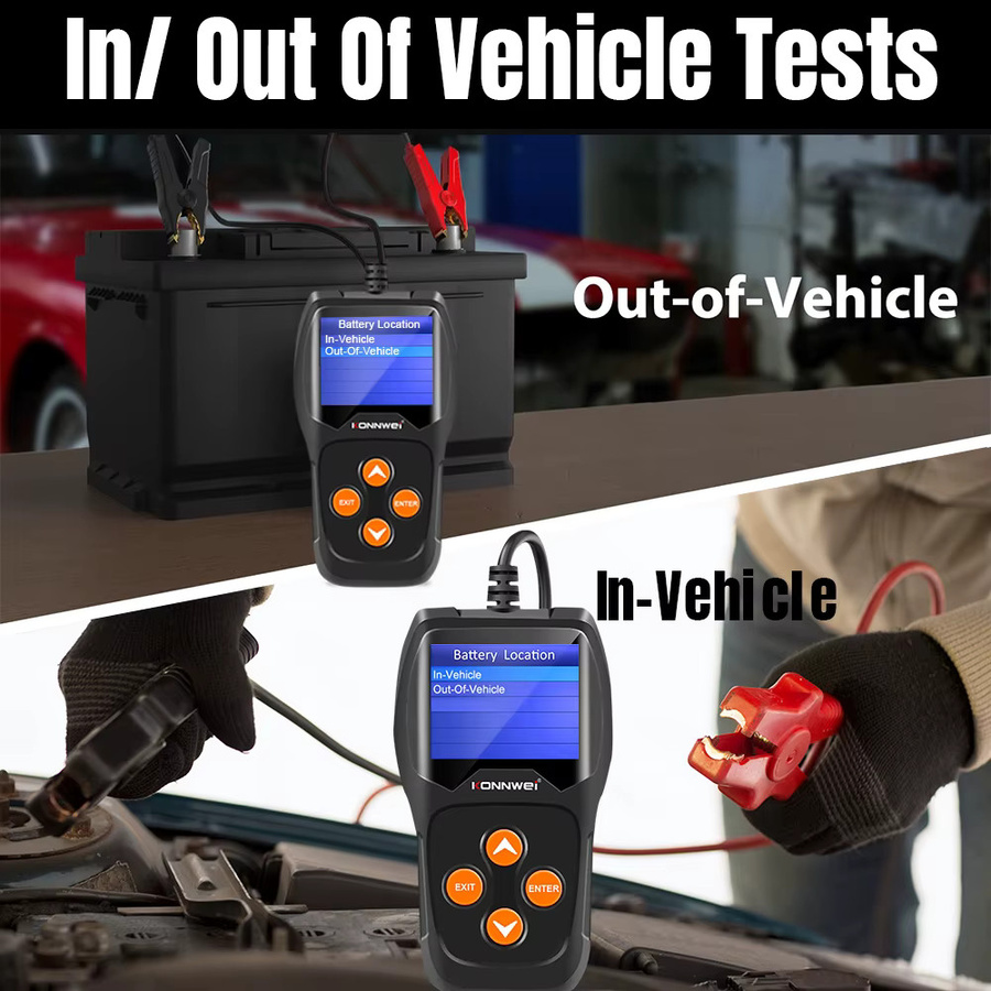 KONNWEI KW600 Auto-Batterietester 6V-12V mit Datenanzeige und Fehlerdatendruck in Schwarz - Bild 3