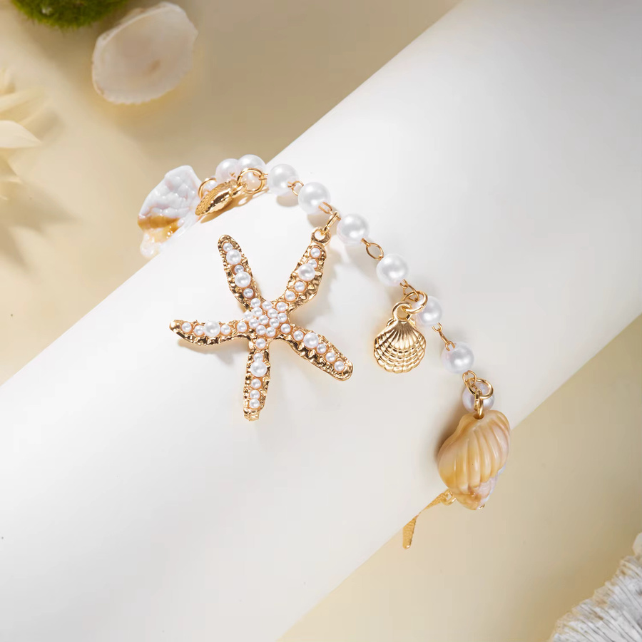 Rinhoo Fußkettchen, Perle, Gold, Unisex - Bild 2