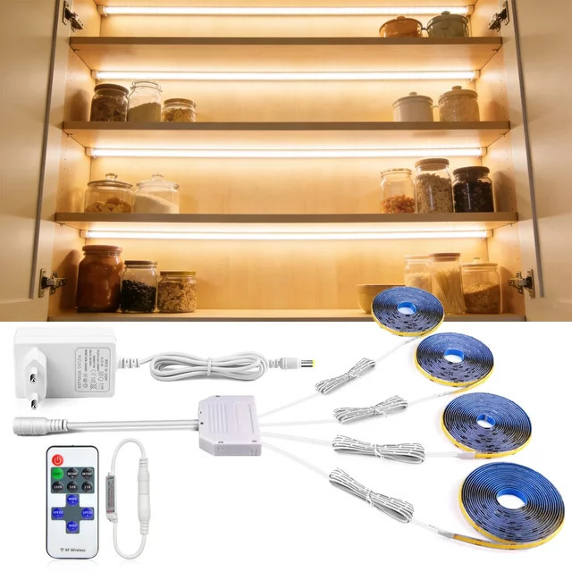 CHNAITEKE COB LED-Schrankbeleuchtung Set, dimmbar, 12V LED-Streifenlicht in Weiß für Vitrinen und Möbel - Bild 1