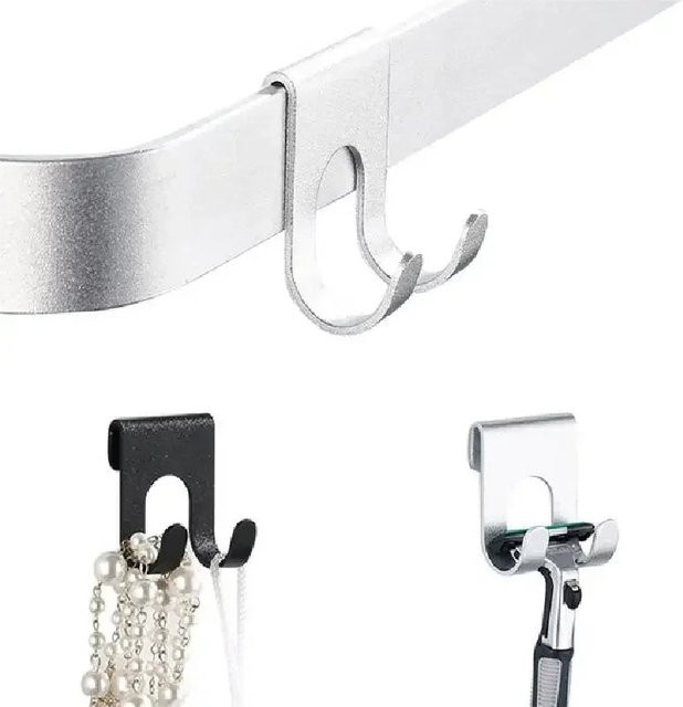 Aluminium Badezimmer Haken für rahmenlose Glastüren und Wände in Schwarz oder Silber - Bild 1
