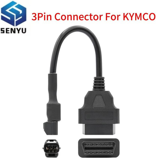 JFIND KYMCO 3 Pin OBD2 Motorrad Diagnose Kabel mit 16 Pin Weiblichem Interface Adapter für OBD2 Scanner Verlängerung, Schwarz - Bild 1