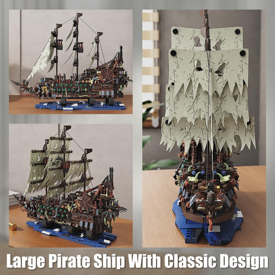 YCOLE Piratenschiff Konstruktionsbausteine mit Licht 2159 Teile Set - Bild 2