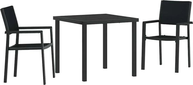 vidaXL Garten Essgruppe 3-teilig aus Polyrattan und Stahl in Schwarz mit Glastisch B/T/H: 80 x 80 x 73 cm - Bild 1