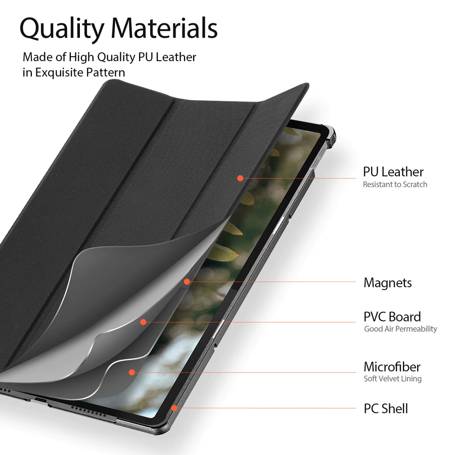 DUX DUCIS Tri-Fold Stand Tablet Hülle für Lenovo Idea Tab Pro 12.7 K11 Plus 11.45 Tab Plus, stoßfest, Schwarz - Bild 5