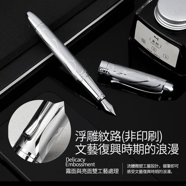 Hongdian 5010 Kalligraphie-Füllfederhalter mit Iridium-Feder und silbernem Metallgeprägtes Design für Studenten und Büro - Bild 1