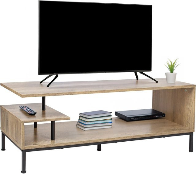 Relaxdays TV Lowboard im Industrial Style aus Holzwerkstoff und Stahl, Schwarz, B/T/H: 106 x 40 x 39,5 cm - Bild 1