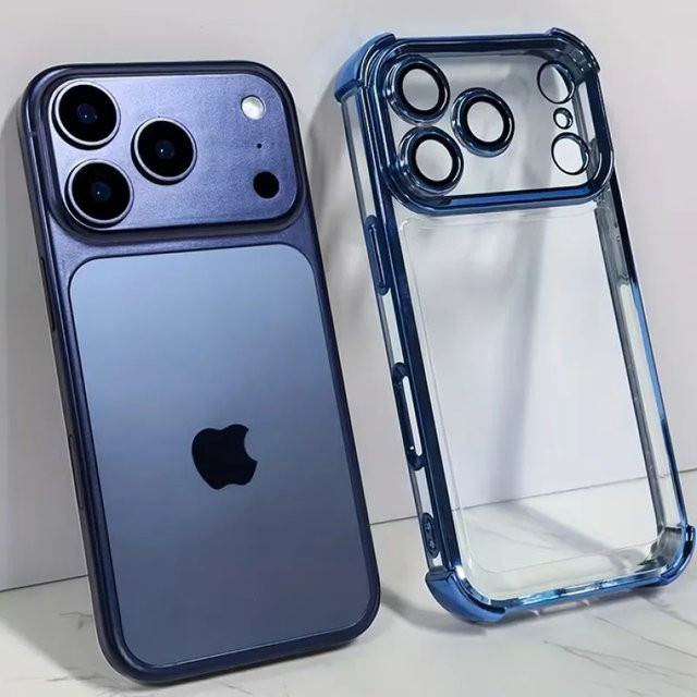 Stoßfeste transparente Handyhülle für Apple iPhone 17, 16, 15, 14 Plus, 13, 12, 11 und Pro Max mit weichem Bumper und Linsenschutz in Silber - Bild 1