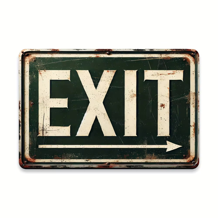 CIFBUY Vintage Exit Metallschild in verwittertem Grün, rustikale Garagendekoration für die Wand, B/H: 20,0 x 30,0 cm - Bild 2