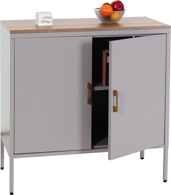 MCW Kommode L84 Sideboard in Grau mit 2 Türen aus Metall und Melamin, B/T/H: 90 x 40 x 90 cm - Bild 1