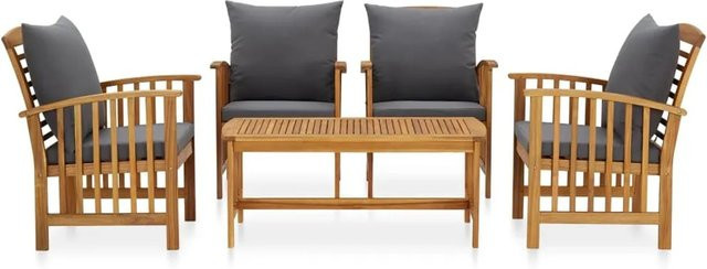 vidaXL 5-tlg Garten-Lounge-Set Modell 13 aus Akazien-Massivholz mit Auflagen in Grau und Dunkelgrau - Bild 1