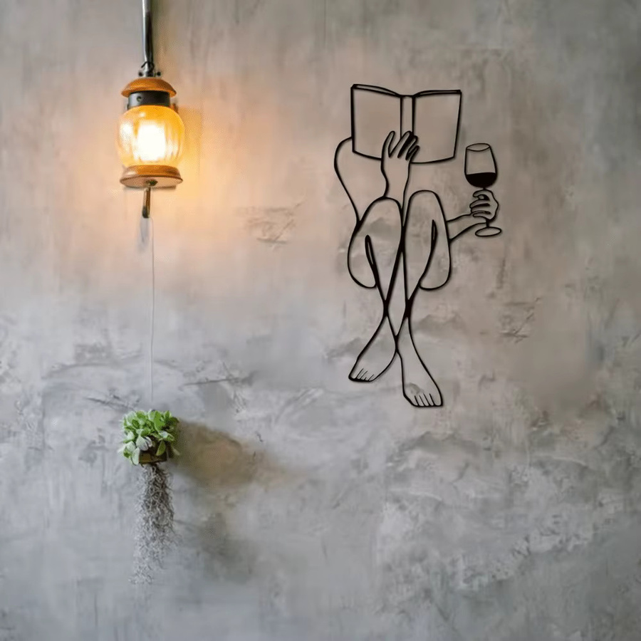 Moderne Wandkunst aus Aluminium von CIFBUY als Metall-Skulptur mit Frauenlinien-Design für die Wein-lesende Dekoration - Bild 2