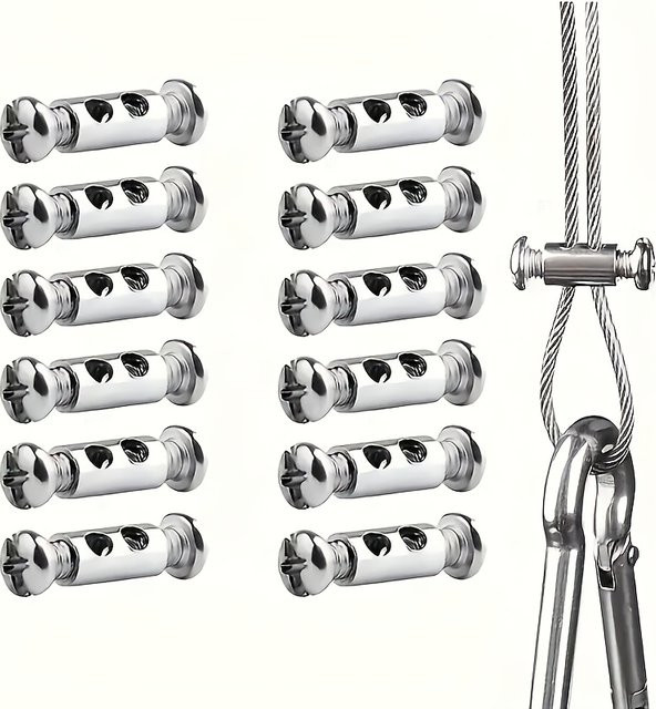 DUTRIEUX Drahtseilklemmen aus Metall mit Schraubbefestigung für 1–2 mm Kabel, 12 Stück, Silber - Bild 1