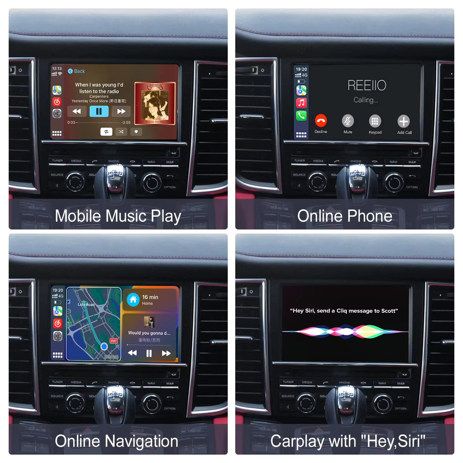 REEIIO Drahtloses CarPlay und Android Auto Automodul für Porsche Panamera Cayenne Macan Cayman Boxster 911 718 mit Rückfahrkamera-Unterstützung in Schwarz - Bild 4