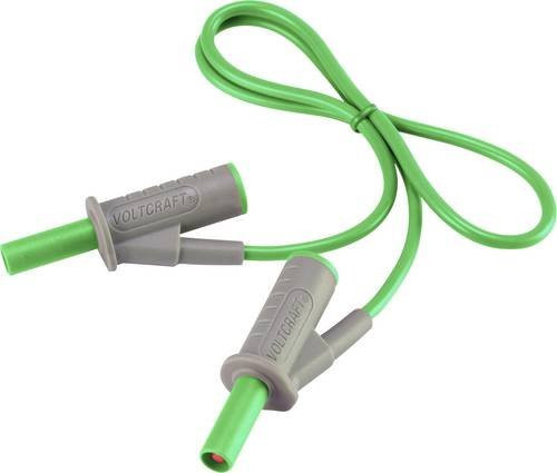 VOLTCRAFT MSB-501 Sicherheits-Messleitung mit 4mm Lamellenstecker in Grün, Länge: 0,50 m - Bild 1