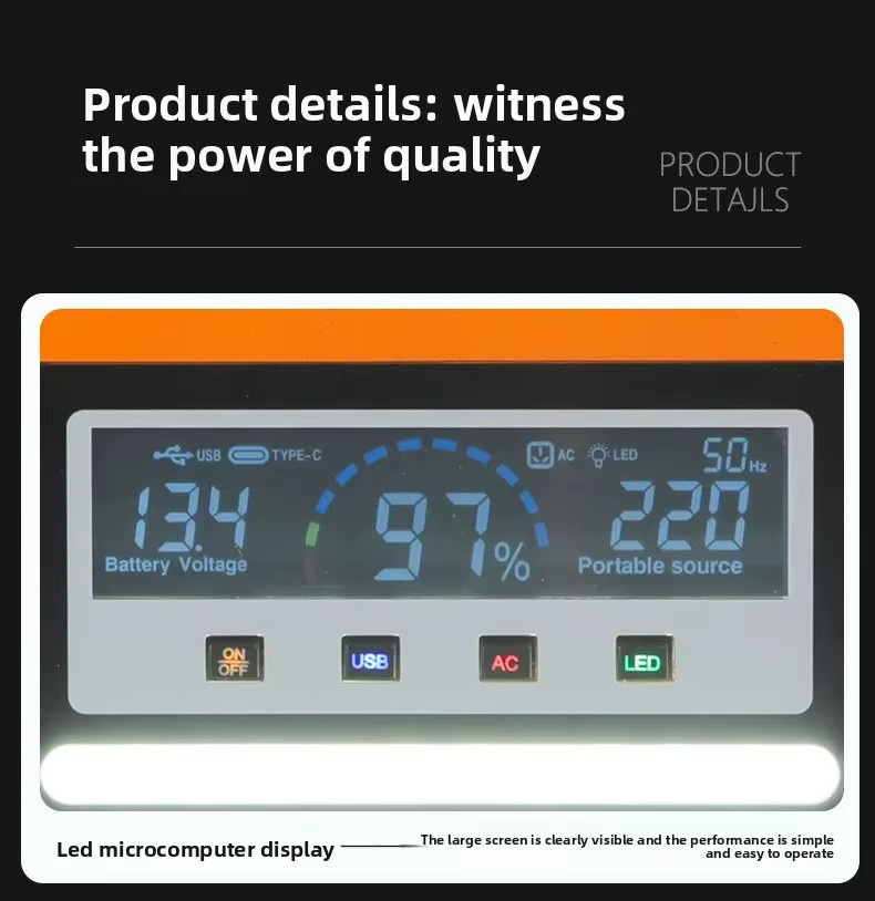 SUYIJIA Tragbare Powerstation 600W 600Wh Solargenerator mit AC 220V und 40Ah Akku in Orange für Camping und Outdoor - Bild 3