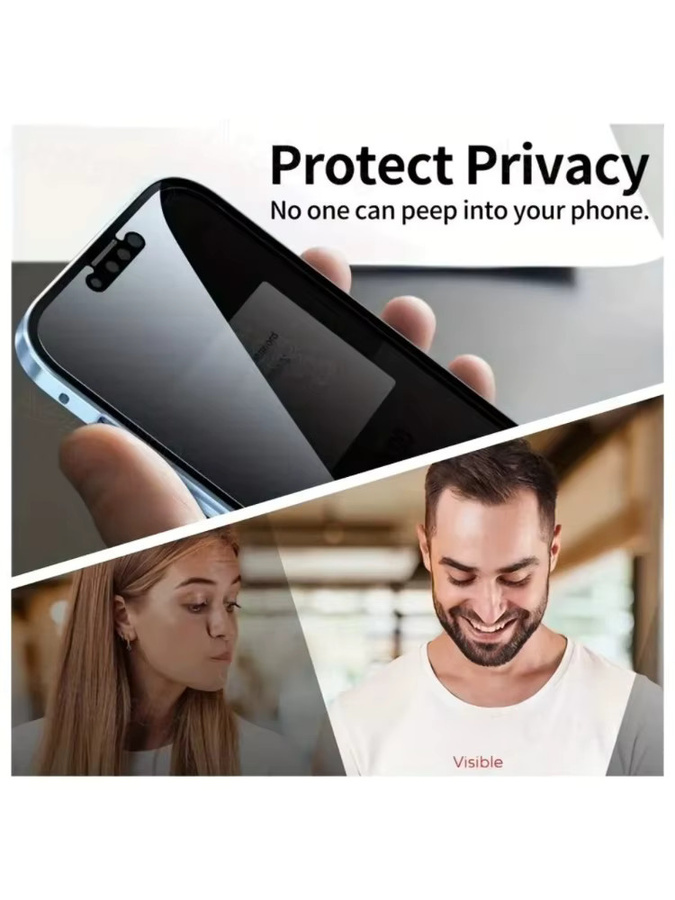 2 Stück mattierte Privatsphäre-Schutzfolien aus gehärtetem Glas für iPhone 17 16 15 14 13 12 11 Pro Max Serie - Bild 5