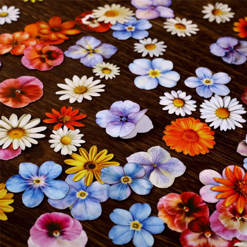 25 Stück handgezeichnete Blumenaufkleber in Multicolour für Scrapbooking und DIY-Albumdekoration aus Papier - Bild 2