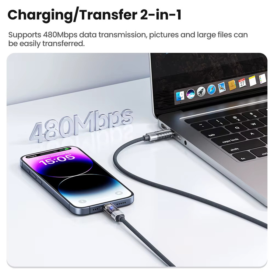 Toocki USB-C auf USB-C Schnellladekabel mit 20 W PD-Leistung in Blau für iPhone und iPad - Bild 5