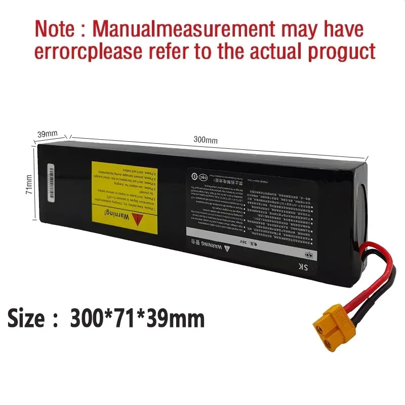 Ddadache Wiederaufladbarer 36V 100Ah Lithium-Akku 18650 10S3P für Elektroroller mit BMS, XT60 und JST, Schwarz - Bild 3