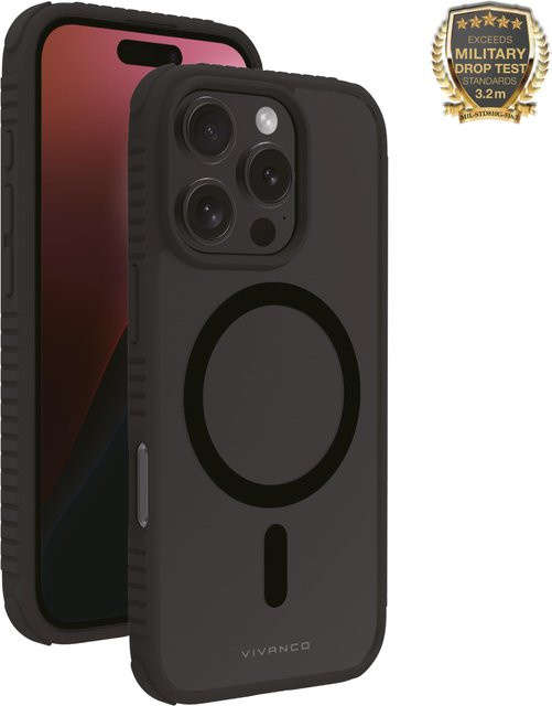 Vivanco Mag Solid Elite 360° Anti Shock Cover für iPhone 16 Pro mit MagSafe Support in Schwarz und Transparent - Bild 1