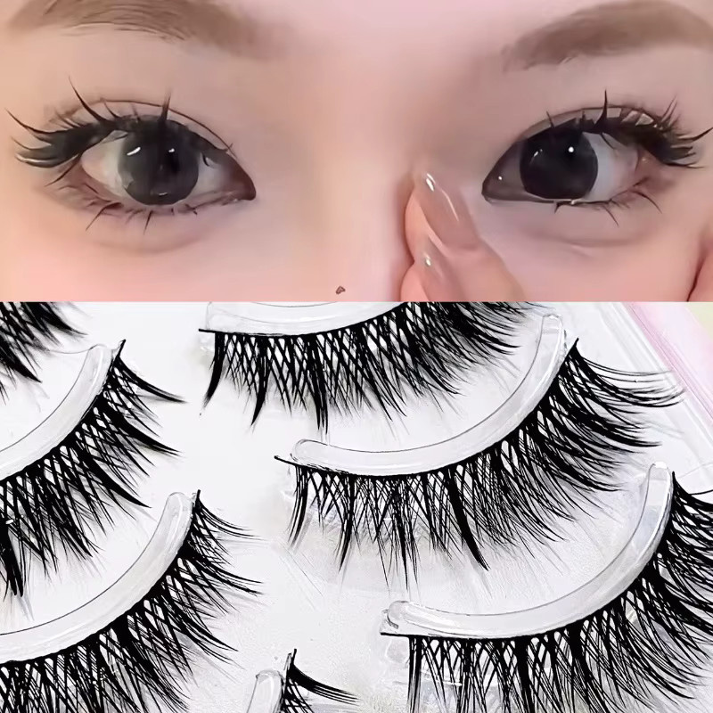 Mixiaohe Schrägflügel-Wimpern, 5 Paar, Natürlicher Look - Bild 2