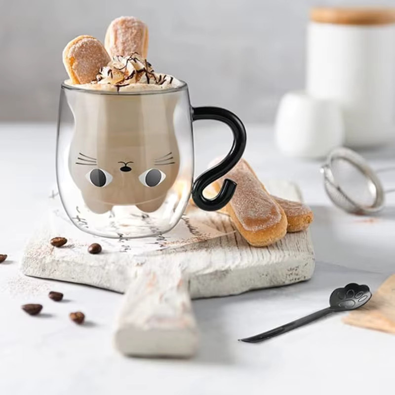 Willstar Katzenschwanz-Kaffeetasse aus Glas, transparent, Höhe: 14,0 cm, Durchmesser: 13,0 cm - Bild 3