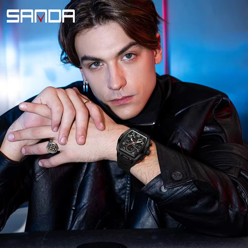 SANDA Digitaluhr, Herren, Kunststoff, Schwarz, Wasserdicht - Bild 2