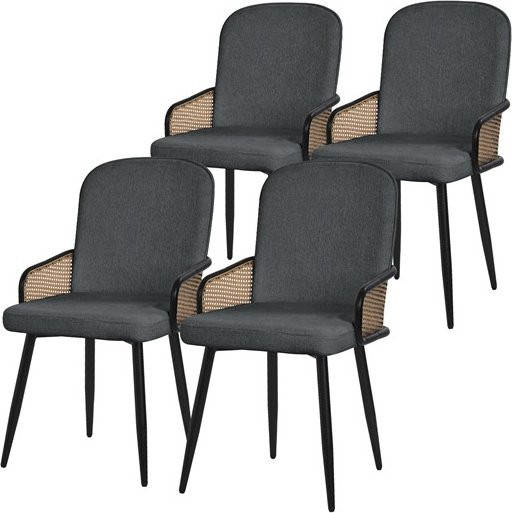 4er Set Esszimmerstühle ML-Design in Anthrazit mit Armlehnen und Rückenlehne, moderne Polsterstühle für Esszimmer und Küche - Bild 1