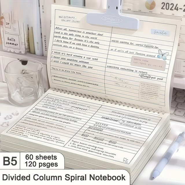 B5 Spiral-Multifunktionsnotizbuch mit Gitter- und Linieneinteilung, weißes Softcover aus Karton, dickes Papier für Studenten und Planer - Bild 1