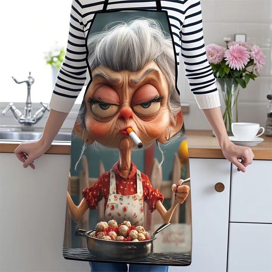 Humorvolle Küchenschürze im Oma-Design von ZZN aus langlebigem Polyester für Damen und Herren - Bild 2