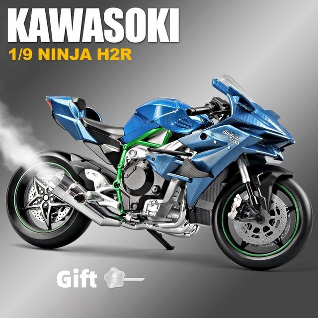 Linyi toy car 1:9 H2 H2R Legierung Rennmotorrad Modell, Metall, mit Ton und Licht, Grau, ab 14 Jahre - Bild 1