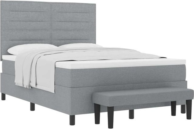 vidaXL Boxspringbett mit Matratze und Kopfteil in Hellgrau, B/T/H: 160 x 200 x 280 cm - Bild 1