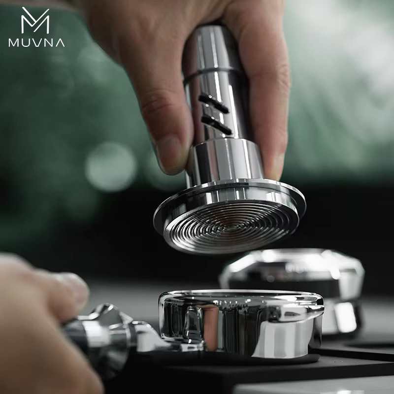 Muvna Espresso Tamper mit Soundfeedback und 4-Feder-System aus Edelstahl in Silber für gleichmäßigen Tamperdruck - Bild 2