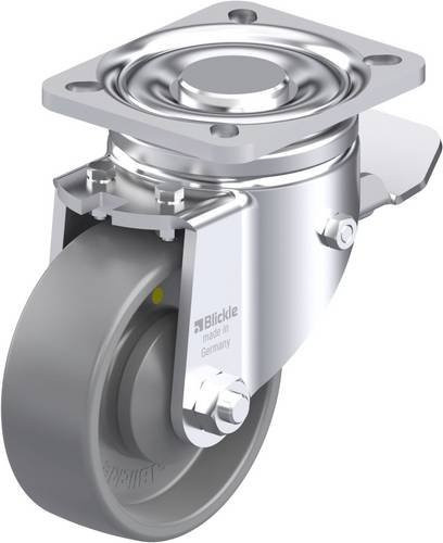 Blickle Stahlblech-Lenkrolle LH-PO 100KA-1-ST-ELS in Grau mit 100 mm Rad-Durchmesser und 280 kg Tragfähigkeit - Bild 1