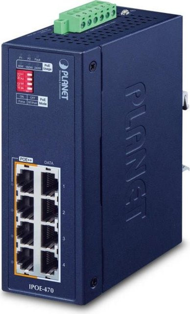 PLANET IP30 Industrial 4-Port Power over Ethernet (PoE) Switch Blau (IPOE-470-12V) - Bild 1
