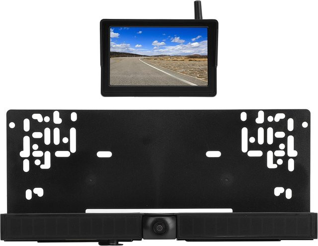 Koogeelife Solar-Rückfahrkamera mit 5 Zoll HD-Display und Bluetooth in Schwarz für Auto, LKW, Van und Wohnmobil - Bild 1