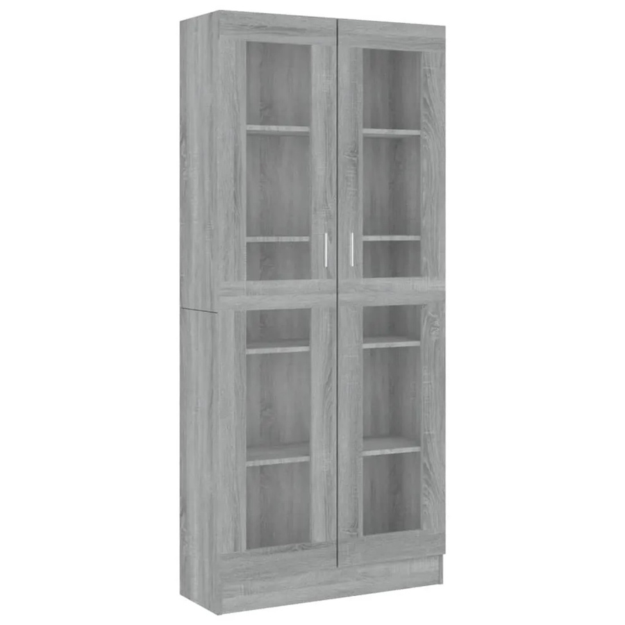vidaXL Vitrinenschrank Grau Sonoma mit Glastüren und Regalböden, B/T/H: 82,5 x 30,5 x 185,5 cm - Bild 2