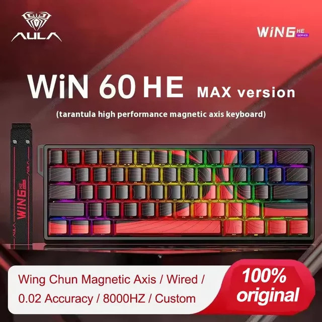 AULA Win60 HE Magnetschalter Gaming-Tastatur mit Hall-Effect-Technologie, 8k Pollingrate, 60 % Layout, RGB-Beleuchtung und Hot Swap, Schwarz-Grau - Bild 1