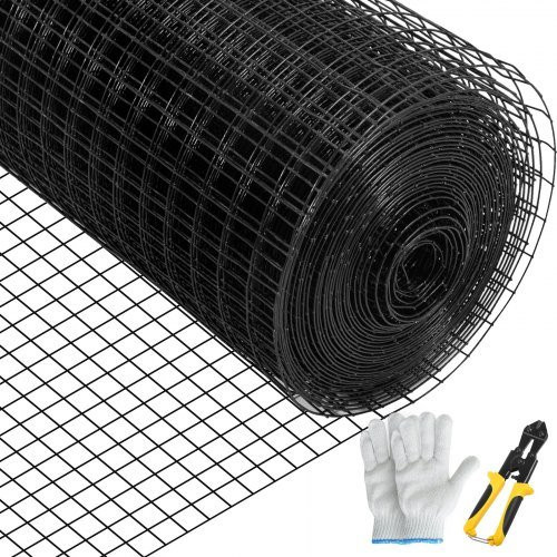 VEVOR Volierendraht Maschendraht schwarz, verzinkter und mit Vinyl beschichteter 16-Gauge-Draht für Gartenzäune und Haustiergehege, Breite: 91 cm, Länge: 1524 cm - Bild 1