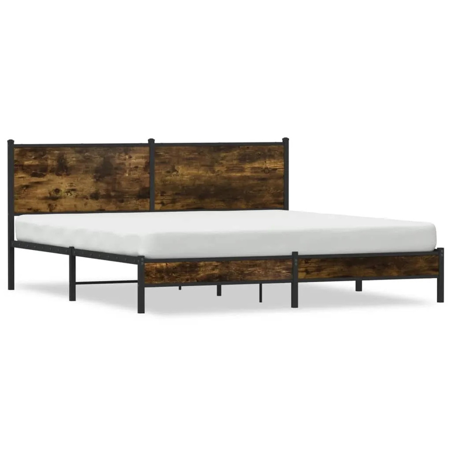 vidaXL Metallbett in Räuchereiche ohne Matratze, B/T/H: 160 x 200 x 91,5 cm - Bild 2