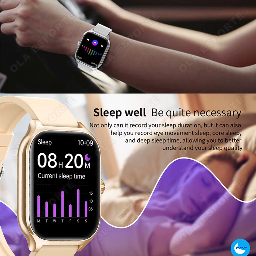 Ola Esporte Smartwatch HW12 in Gold mit Bluetooth-Anruf, Herzfrequenzmessung und Gesundheitsmonitor für Damen und Herren - Bild 5