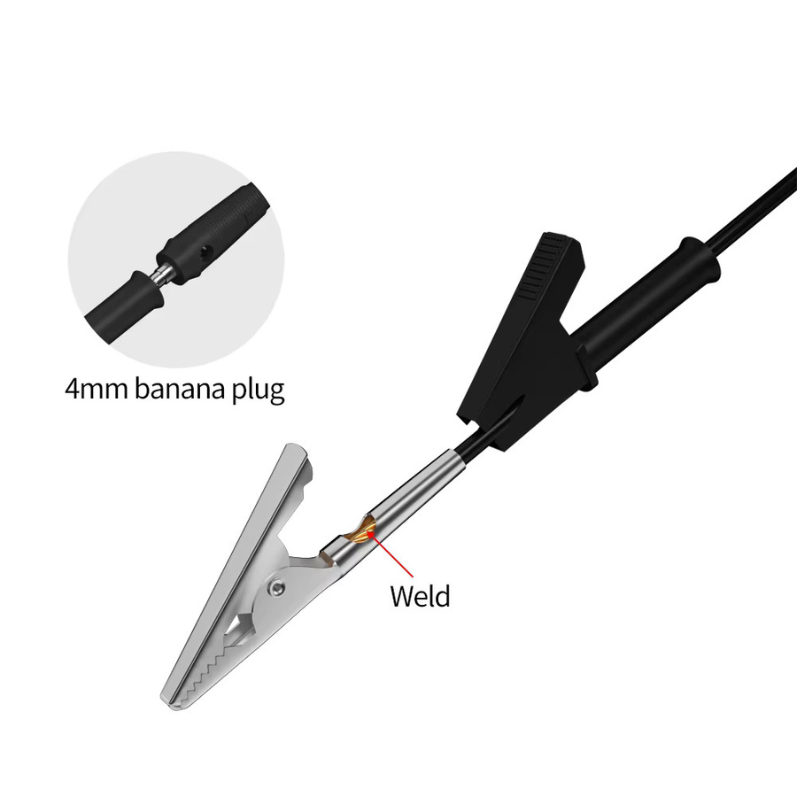 8-teiliger Multimeter-Messleitungssatz in Schwarz mit 4 mm stapelbaren Bananen-Doppelverbindern, Krokodilklemmenkabeln und Prüfspitzen - Bild 2