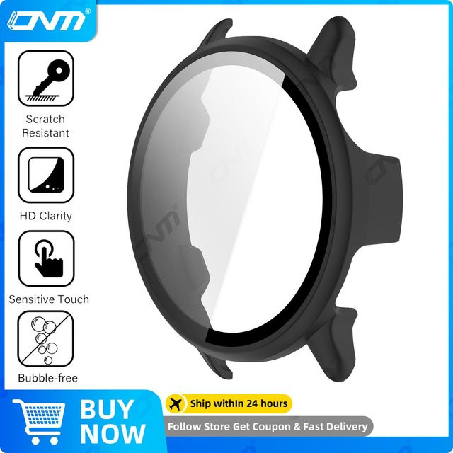 Schutzset für Garmin VivoActive 6 mit gehärteter Glas Displayschutzfolie und hartem PC Schutz-Bumper in Schwarz - Bild 1