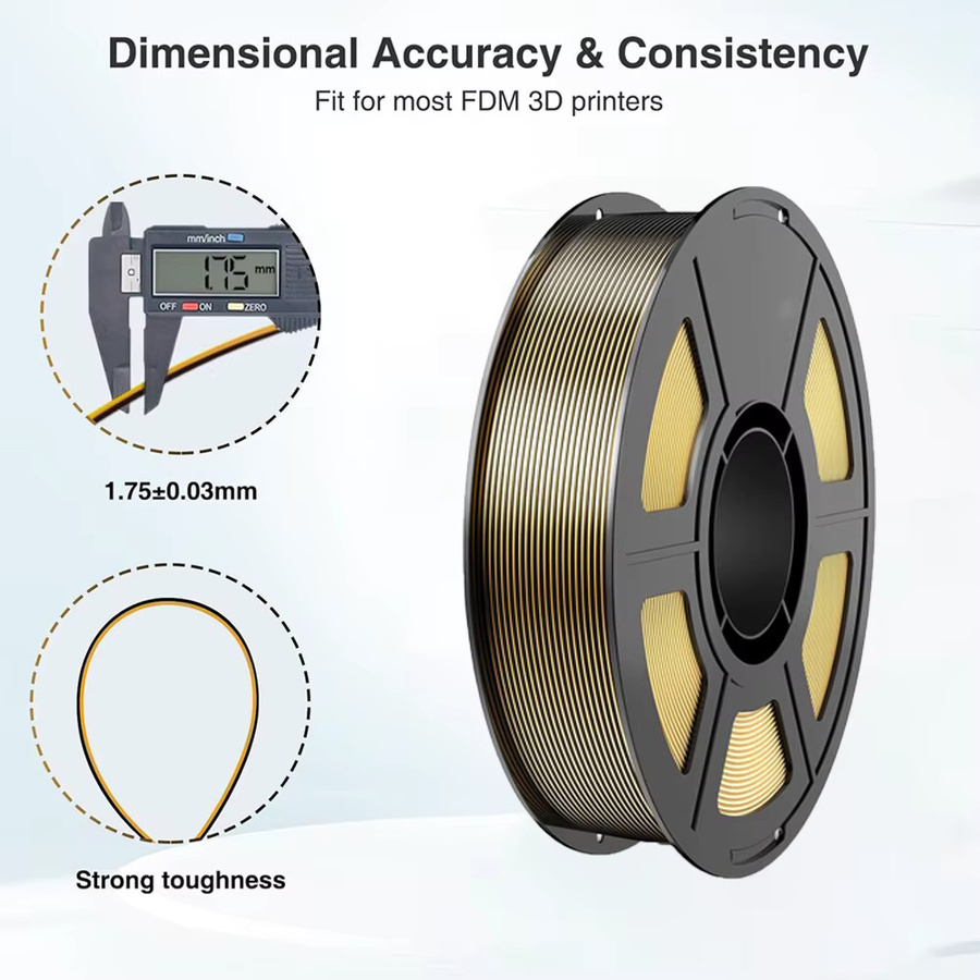 DINGSUN 3D-Drucker-Filament Seide PLA Zweifarbig 1,75mm FDM 4 x 250g - Bild 2