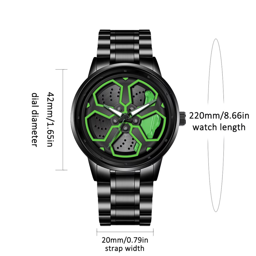 VA VA VOOM Armbanduhr, Quarz, Edelstahl, 42 mm, Grün, Schwarz, Herren - Bild 4