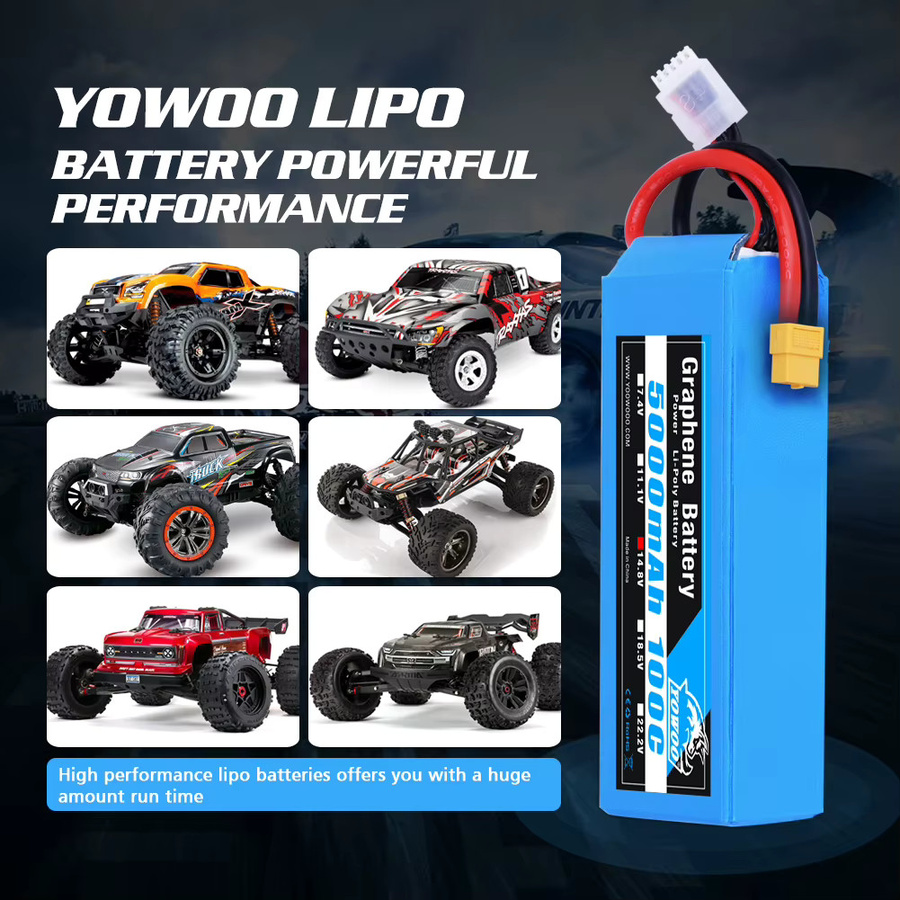 Yewoo Graphene Lipo 4S Batterie, 14,8 V 5000 mah XT60 100C, 1/2 Pack - Bild 3